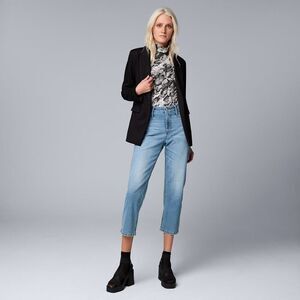 Simply Vera Vera Wang High-Waisted Straight Crop Jeans Mid Wash Denim Size 16